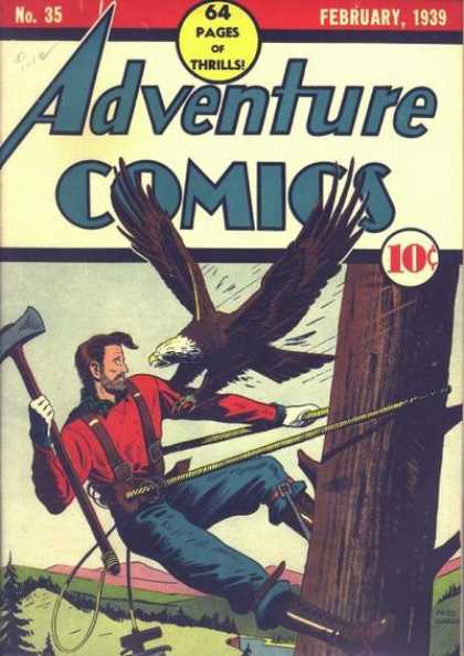 Adventure Comics 35 - Eagle - Axe - Tree - Man - Lumberjack