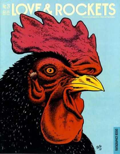 Love & Rockets 29 - Phantagraphic Books - Light Blue Cover - Yellow Beak - Black Rooster - Amber Eye With Black Pupil