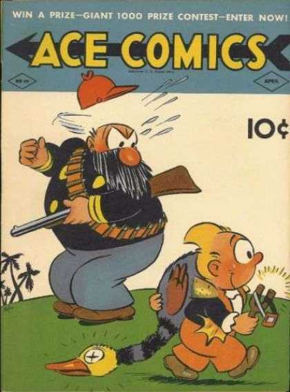 Ace Comics 49 - Gun - Palm Trees - Slingshot - Bird - Beard