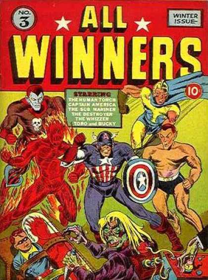 All Winners Comics 3 - Captian America - Human Torch - Sub Mariner - The Destroyer - Shield