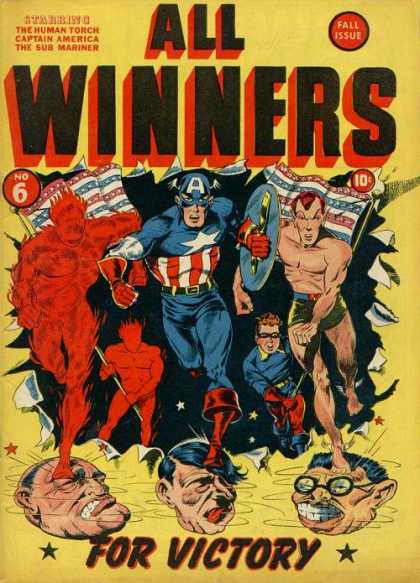 All Winners Comics 6 - Captain America - Sub Mariner - The Human Torch - Fall Issue - World War Ii Propaganda