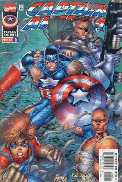 Captain America (1996) 5 - One Eyed Villain - Shield - American Flag Design - Bald Man - Star Sign - Rob Liefeld