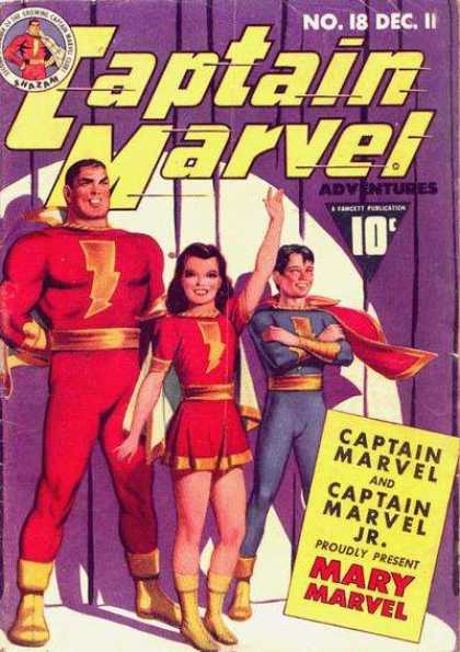 Captain Marvel Adventures 18 - Heros Family - Stage - Spotlight - Bolts - Purple Curtain - Clarence Beck