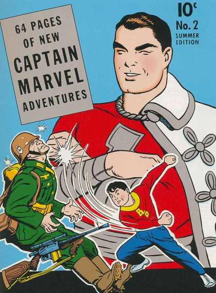 Captain Marvel Adventures 2 - 64 Pages - Soldier - Fighting - Gun - Costume - Clarence Beck