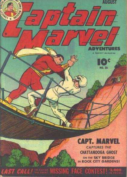 Captain Marvel Adventures 38 - Chattanooga Ghost - Missing Face Contest - Sky Bridge - Rock City Gardens - Mountain - Clarence Beck