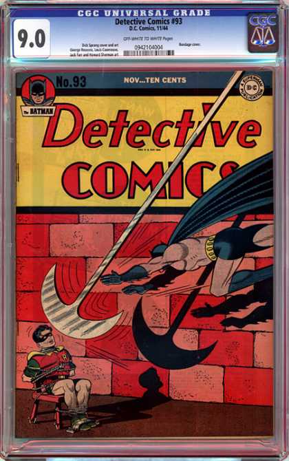 CGC Graded Comics - Detective Comics #93 (CGC) - Batman - Robin - Detective Comics - Hatchet - Tied To Chair