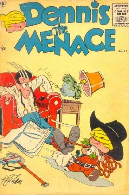 Dennis the Menace 15 - Red Chair - Lamp - Table - Father - Rope