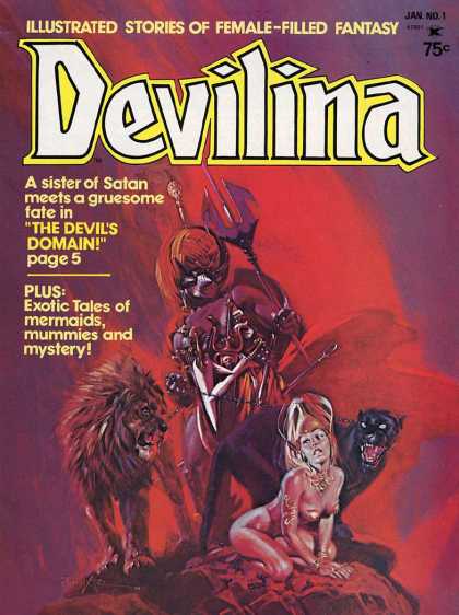 Devilina 1 - Illustrated Stories Of Female-filled Fantasy - Lion - Sword - The Devils Domain - Exotic Tales Of Mermaidsmummies And Mystery
