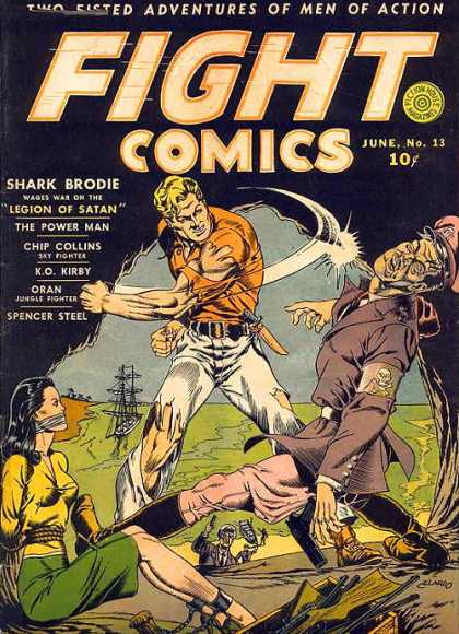 Fight Comics 13 - Two Fisted Adventures - Men In Action - Shark Brodie - Legion Of Satan - The Power Man