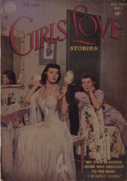 Girls' Love Stories 2 - Mirror - Looking In Mirror - Flowered Chair - Dressing Table - Gown