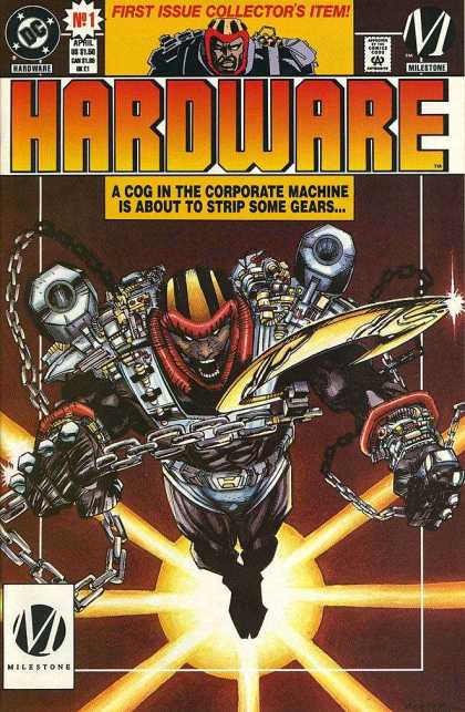 Hardware 1 - A Cog In The Corporate Machine Is About To Strip Some Gears - First Issue Collectors Item - Mile Stone - Chain - Shouting - Denys Cowan, Jimmy Palmiotti