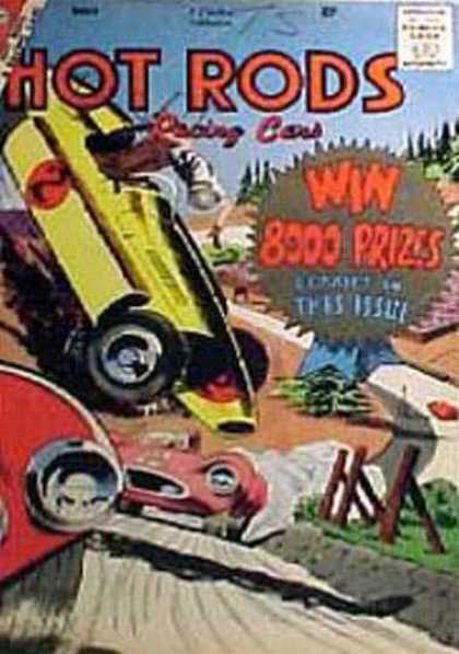 Hot Rods and Racing Cars 39 - Win 8000 Prizes - Yellow Race Car - Accident - Flips Over - Red Car