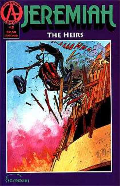 Jeremiah: The Heirs 2 - Adventury Comics - Byke - Man - Flame - Crashing
