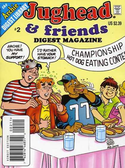 Jughead & Friends Digest 2 - Hot Dog Eating Contest - Plate - Stomach Ache - Banner - Water