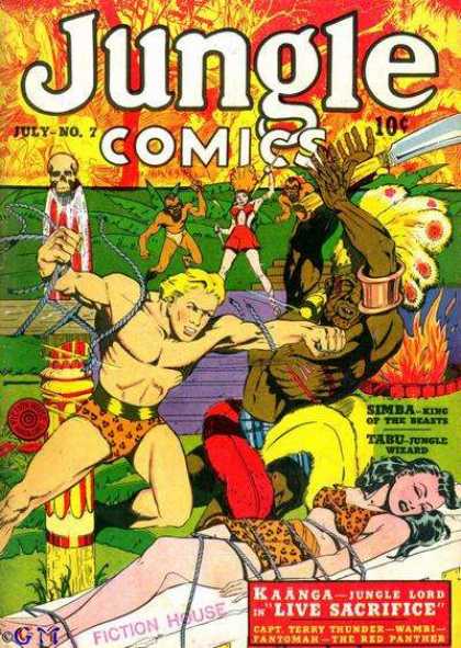 Jungle Comics 7 - 10 Cents - July - Bare Chest - Punch - Skull