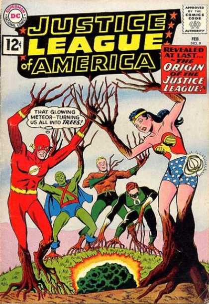 Justice League of America 9 - Glowing - Meteor - Trees - Golden Lasso - Aquaman - Murphy Anderson