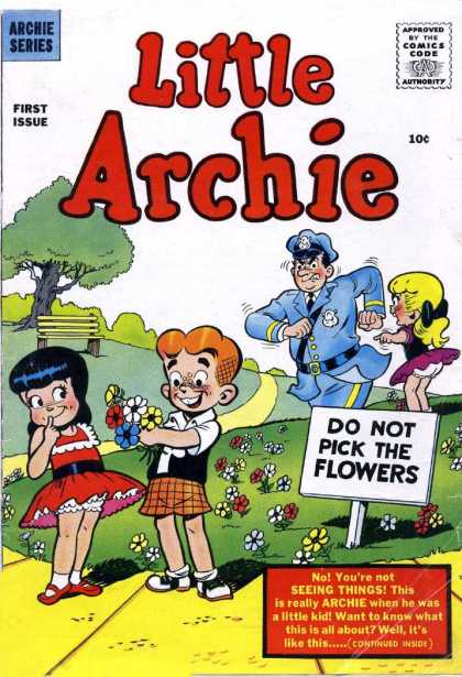 Little Archie 1 - Approved By The Comics Code - Archie Series - First Issue - Do Not Pick The Flowers - Boy