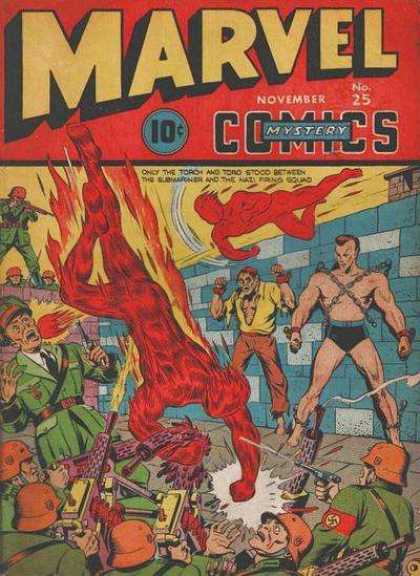 Marvel Mystery Comics 25 - 10 Cents - November - Flames - Military - Guns