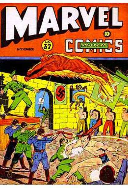 Marvel Mystery Comics 37 - No 37 - November - 10 Cents - Swatzika Symbol - Man Lined Up Againas The Wall