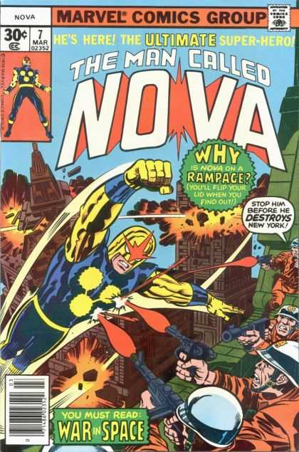 Nova 7 - Rampage - Destroyed Buildings - War In Space - The Ultimate Superhero - Guns - Adi Granov, Jack Kirby