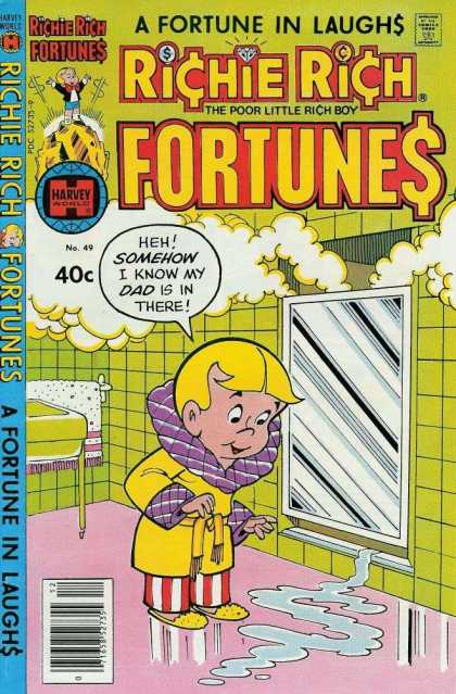 Richie Rich Fortunes 49 - Poor Little Rich Boy - Shower - Bathroom - Gold - Bathrobe