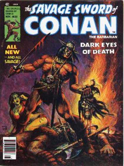 Savage Sword of Conan 35 - Barbarian - Sword - Skull - Beheaded - Afraid - Ernie Chan