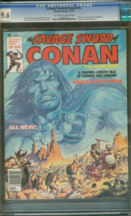 Savage Sword of Conan 36 - Hawks Over Shem - Swords And Sorcery - Skull - Battle - All New
