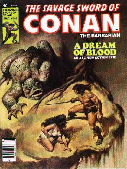 Savage Sword of Conan 40 - Sword - Barbarian - Blood - Girl - Monster - John Buscema