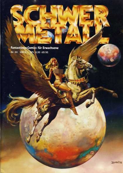 Schwermetall 25 - Pegasus - Scantily Clad Woman - Sword - Moon - Planet