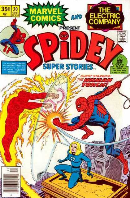 Spidey Super Stories 20 - Human Torch - Spoiderman - Rooftops - The Electric Company - Shield - Jack Kirby