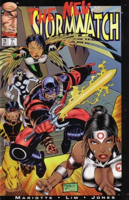 Stormwatch 28 - Yellow Sword - Angel - Silver Armour - Black Hair - Head Bands - Ron Lim