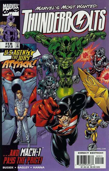 Thunderbolts 23 - Us Agent - The Jury Attack - Marvel Comics - Hand Cuffs - Criminal - Mark Bagley