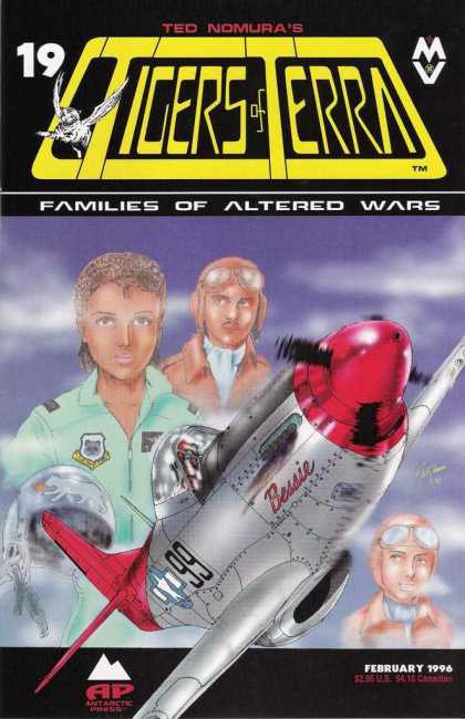 Tigers of Terra 19 - Silver And Red Airplane - Ted Nomura - February 1996 - Pilots Wearing Leather Helmets - Green Suit With Badges